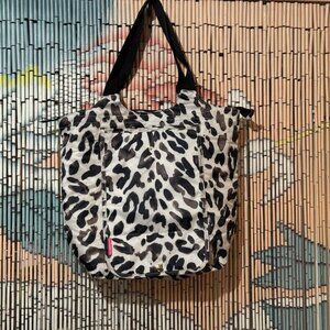 Isaac Mizrahi Live! Insulated Market Shopper Tote Bag, Animal Print, B & W